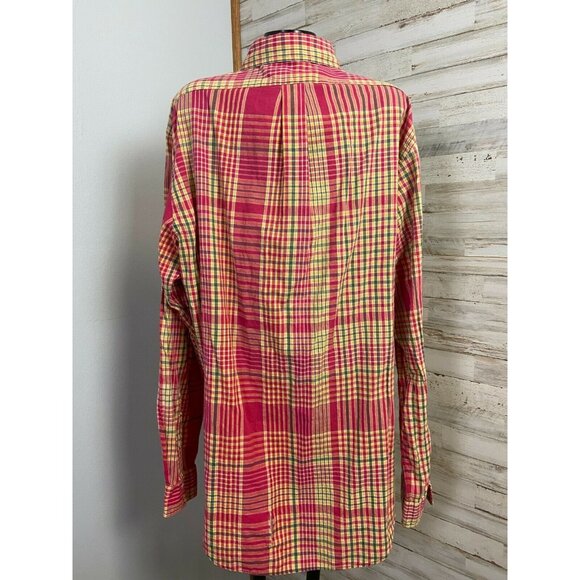 Ralph Lauren Men's XL Red/Yellow Plaid 100% Cotton Hand Woven Button-Down Shirt - Picture 2 of 3